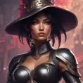 Alluring matte portrait of a beautiful Akali wearing black leather armor, 8k, Highly Detailed, Intricate, Half Body, Realistic, Sharp Focus, Volumetric Lighting, Fantasy, Elegant by Stanley Artgerm Lau, Alphonse Mucha, WLOP