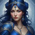 Alluring matte portrait of a beautiful A2 wearing dark blue, 8k, Highly Detailed, Intricate, Half Body, Realistic, Sharp Focus, Volumetric Lighting, Fantasy, Elegant by Stanley Artgerm Lau, Alphonse Mucha, WLOP, Stefan Kostic