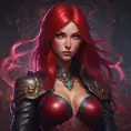 Matte portrait of Katarina from League of Legends with tattoos, 8k, Highly Detailed, Powerful, Alluring, Artstation, Magical, Digital Painting, Photo Realistic, Sharp Focus, Volumetric Lighting, Concept Art by Stanley Artgerm Lau, Alphonse Mucha, Greg Rutkowski