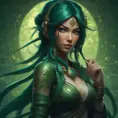 Alluring matte portrait of the beautiful Akali in dark green, 8k, Highly Detailed, Intricate, Realistic, Sharp Focus, Volumetric Lighting, Fantasy, Elegant by Stanley Artgerm Lau, Alphonse Mucha, WLOP, Stefan Kostic