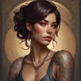 Matte portrait of Zoe Saldaña with tattoos, 8k, Highly Detailed, Powerful, Alluring, Artstation, Magical, Digital Painting, Photo Realistic, Sharp Focus, Volumetric Lighting, Concept Art by Stanley Artgerm Lau, Alphonse Mucha, Greg Rutkowski