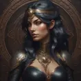 Alluring matte portrait of a beautiful Sivir wearing black leather, 8k, Highly Detailed, Intricate, Half Body, Realistic, Sharp Focus, Volumetric Lighting, Fantasy, Elegant by Stanley Artgerm Lau, Alphonse Mucha, WLOP