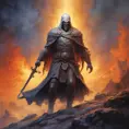 White Assassin emerging from a firey fog of battle, ink splash, Highly Detailed, Vibrant Colors, Ink Art, Fantasy, Dark by Tim Hildebrandt