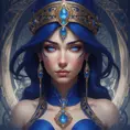 Alluring matte portrait of the beautiful Sivir in dark blue, 8k, Highly Detailed, Intricate, Realistic, Sharp Focus, Volumetric Lighting, Fantasy, Elegant by Stanley Artgerm Lau, Alphonse Mucha, WLOP, Stefan Kostic