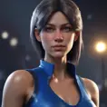 Alluring highly detailed matte portrait of a beautiful Jill Valentine with shimmering hair in the style of Stefan Kostic, 8k, High Definition, Highly Detailed, Intricate, Half Body, Realistic, Sharp Focus, Fantasy, Elegant