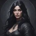 Alluring matte portrait of a beautiful veiled Yennefer in black with long straight black hair, 8k, Highly Detailed, Intricate, Half Body, Realistic, Sharp Focus, Volumetric Lighting, Fantasy, Elegant by Stanley Artgerm Lau, Alphonse Mucha, WLOP