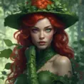 Alluring matte portrait of Poison Ivy in the style of Stefan Kostic, 8k, Highly Detailed, Intricate, Half Body, Matte Painting, Realistic, Sharp Focus, Fantasy by Greg Rutkowski