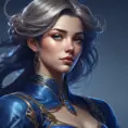 Alluring matte portrait of the beautiful Fiora in dark blue, 8k, Highly Detailed, Intricate, Realistic, Sharp Focus, Volumetric Lighting, Fantasy, Elegant by Stanley Artgerm Lau, Alphonse Mucha, WLOP, Stefan Kostic