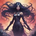 Silhouette of Irelia emerging from the fog of war, ink splash, Highly Detailed, Vibrant Colors, Ink Art, Fantasy, Dark by Stanley Artgerm Lau