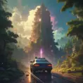 Studio ghibli, rocket explosion, jungle, solar, green technology, optimist future, 8k, Bokeh effect, Cinematic Lighting, Iridescence, Vibrant by Beeple, Dan Mumford, Greg Rutkowski, WLOP