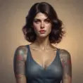 Matte portrait of Alexandra Daddario with tattoos, 8k, Highly Detailed, Powerful, Alluring, Artstation, Magical, Digital Painting, Photo Realistic, Sharp Focus, Volumetric Lighting, Concept Art by Stanley Artgerm Lau, Alphonse Mucha, Greg Rutkowski