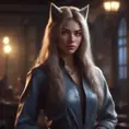 Beautiful girl in werewolf academy, 8k, Stunning, Digital Painting, Cinematic Lighting, Sharp Focus, Fantasy, Hyper Realistic