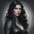 Alluring matte portrait of a beautiful Yennefer wearing black leather, 8k, Highly Detailed, Intricate, Half Body, Realistic, Sharp Focus, Volumetric Lighting, Fantasy, Elegant by Stanley Artgerm Lau, Alphonse Mucha, WLOP