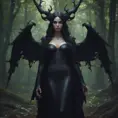 Succubus in a haunted forest, Highly Detailed, Intricate, Gothic and Fantasy, Goth, Volumetric Lighting, Fantasy, Dark by Stanley Artgerm Lau