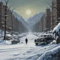 The scene in Hitchcock movie Vertigo, winter, Gouache painting, Highly Detailed, Intricate Details, Trending on Artstation, Winter, Sharp Focus, Gouache Painting by Greg Rutkowski