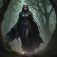 Dungeons and dragons forest elf character full body portrait, white skin, dark gothic black armor, wearing a black veil, dramatic light, dungeon background, 8k, Gothic and Fantasy, Elden Ring, Photo Realistic, Dynamic Lighting by Stanley Artgerm Lau, Greg Rutkowski