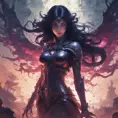 Silhouette of Irelia emerging from the fog of war, ink splash, Highly Detailed, Vibrant Colors, Ink Art, Fantasy, Dark by Stanley Artgerm Lau