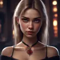 Beautiful girl in vampire academy with blood thirst eyes, 8k, Stunning, Digital Painting, Cinematic Lighting, Sharp Focus, Fantasy, Hyper Realistic