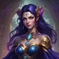 Alluring matte portrait of a beautiful Morgana from League of Legends in the style of Stefan Kostic, 8k, High Definition, Highly Detailed, Intricate, Half Body, Realistic, Sharp Focus, Fantasy, Elegant