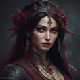 A beautiful romanian vampire woman with penetrating red bright eyes, long fangs, perfect face, 8k, Hyper Detailed, Intricate Details, Masterpiece, Contemporary, Full Body, Trending on Artstation, Gothic, Deviantart, Concept Art by Stefan Kostic