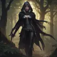 Dungeons and dragons forest elf character full body portrait, white skin, dark gothic black armor, wearing a black veil, dramatic light, dungeon background, 8k, Gothic and Fantasy, Elden Ring, Photo Realistic, Dynamic Lighting by Stanley Artgerm Lau, Greg Rutkowski