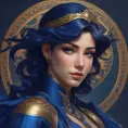 Alluring matte portrait of the beautiful Fiora in dark blue, 8k, Highly Detailed, Intricate, Realistic, Sharp Focus, Volumetric Lighting, Fantasy, Elegant by Stanley Artgerm Lau, Alphonse Mucha, WLOP, Stefan Kostic