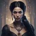 Alluring portrait of a beautiful raven black haired veiled vampire in the style of Stefan Kostic, 8k, High Definition, Highly Detailed, Intricate, Half Body, Realistic, Sharp Focus, Fantasy, Elegant