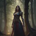 Kassandra in a haunted forest, Highly Detailed, Intricate, Gothic, Volumetric Lighting, Fantasy, Dark by Stanley Artgerm Lau