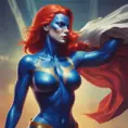 Alluring matte portrait of a beautiful Mystique from Xmen in the style of Stefan Kostic, 8k, Highly Detailed, Intricate, Half Body, Realistic, Sharp Focus, Volumetric Lighting, Fantasy, Elegant by Stanley Artgerm Lau, Greg Rutkowski