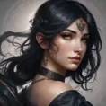 Alluring matte portrait of the beautiful Fiora in black, 8k, Highly Detailed, Intricate, Realistic, Sharp Focus, Volumetric Lighting, Fantasy, Elegant by Stanley Artgerm Lau, Alphonse Mucha, WLOP, Stefan Kostic