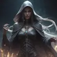 Veiled female necromancer, 8k, Gothic and Fantasy, Elden Ring, Photo Realistic, Dynamic Lighting by Stanley Artgerm Lau, Greg Rutkowski