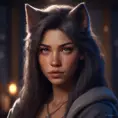 Beautiful girl in werewolf academy, 8k, Stunning, Digital Painting, Cinematic Lighting, Sharp Focus, Fantasy, Hyper Realistic