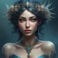 Portrait of a beautiful female water fairy, Highly Detailed, Intricate, Gothic and Fantasy, Epic, Digital Painting, Realistic, Smooth, Volumetric Lighting, Concept Art, Elegant