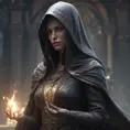 Veiled female necromancer, 8k, Gothic and Fantasy, Elden Ring, Photo Realistic, Dynamic Lighting by Stanley Artgerm Lau, Greg Rutkowski