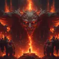 Angels and Demons surrounded by fire, 8k, Trending on Artstation, Symmetrical Face, Digital Illustration, Concept Art by Stefan Kostic