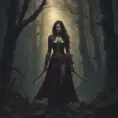 Kassandra in a haunted forest, Highly Detailed, Intricate, Gothic, Volumetric Lighting, Fantasy, Dark by Stanley Artgerm Lau