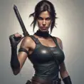 Matte portrait of the beautiful Lara Croft as a ninja, 8k, Highly Detailed, Intricate, Realistic, Sharp Focus, Volumetric Lighting, Fantasy, Elegant by Stanley Artgerm Lau, WLOP, Stefan Kostic