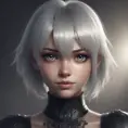 Alluring highly detailed matte portrait of a beautiful A2 from Nier Automata with shimmering hair in the style of Stefan Kostic, 8k, High Definition, Highly Detailed, Intricate, Half Body, Realistic, Sharp Focus, Fantasy, Elegant