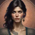 Matte portrait of Alexandra Daddario with tattoos, 8k, Highly Detailed, Powerful, Alluring, Artstation, Magical, Digital Painting, Photo Realistic, Sharp Focus, Volumetric Lighting, Concept Art by Stanley Artgerm Lau, Alphonse Mucha, Greg Rutkowski