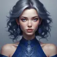 Alluring matte portrait of a beautiful A2 wearing dark blue, 8k, Highly Detailed, Intricate, Half Body, Realistic, Sharp Focus, Volumetric Lighting, Fantasy, Elegant by Stanley Artgerm Lau, WLOP, Stefan Kostic