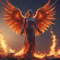 Angel with wings made of Fire, 8k, Stunning, Volumetric Lighting, Concept Art by Stefan Kostic