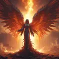 Angel with wings made of Fire, 8k, Stunning, Volumetric Lighting, Concept Art by Stefan Kostic