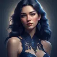 Alluring matte portrait of a beautiful A2 wearing dark blue, 8k, Highly Detailed, Intricate, Half Body, Realistic, Sharp Focus, Volumetric Lighting, Fantasy, Elegant by Stanley Artgerm Lau, WLOP, Stefan Kostic