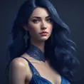 Alluring matte portrait of a beautiful A2 in dark blue, 8k, Highly Detailed, Intricate, Half Body, Realistic, Sharp Focus, Volumetric Lighting, Fantasy, Elegant by Stanley Artgerm Lau, WLOP, Stefan Kostic