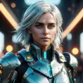 Portrait of Ciri as a Cyborg, 8k, Highly Detailed, Intricate, Intricate Artwork, Symmetry, Trending on Artstation, Cinematic Lighting, Octane Render, Iridescence, Abstract colors, Realism by Beeple, Dan Mumford, Greg Rutkowski, WLOP