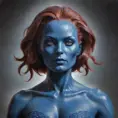 Alluring matte portrait of a beautiful Mystique from Xmen in the style of Stefan Kostic, 8k, Highly Detailed, Intricate, Half Body, Realistic, Sharp Focus, Volumetric Lighting, Fantasy, Elegant by Stanley Artgerm Lau, Greg Rutkowski