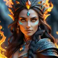 Alluring highly detailed matte portrait of a beautiful fire sorceress in the style of Stefan Kostic, 8k, High Definition, Highly Detailed, Intricate, Half Body, Realistic, Sharp Focus, Fantasy, Elegant