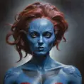 Alluring matte portrait of a beautiful Mystique from Xmen in the style of Stefan Kostic, 8k, Highly Detailed, Intricate, Half Body, Realistic, Sharp Focus, Volumetric Lighting, Fantasy, Elegant by Stanley Artgerm Lau, Greg Rutkowski