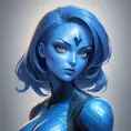 Alluring matte portrait of a beautiful Mystique from Xmen in the style of Stefan Kostic, 8k, Highly Detailed, Intricate, Half Body, Realistic, Sharp Focus, Volumetric Lighting, Fantasy, Elegant by Stanley Artgerm Lau, Greg Rutkowski