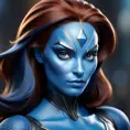 Alluring matte portrait of a beautiful Mystique from Xmen in the style of Stefan Kostic, 8k, Highly Detailed, Intricate, Half Body, Realistic, Sharp Focus, Volumetric Lighting, Fantasy, Elegant by Stanley Artgerm Lau, Greg Rutkowski